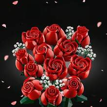 Decorative Bouquet Of Roses And Orchids To Assemble With Eternal Flowers, Block Toy, Valentine's Day Gift - 紅色 - 查看 2