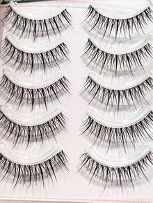 10pcs/Pack Lightweight Luxury Thai Style False Eyelashes, Natural Transparent Lash Strip, Super Realistic For Beginners Strip Lashes,Lashes,Eyelashes,Fake Lashes - Black - View 3