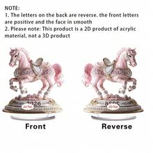 1 pièce Décoration de bureau pour la Saint-Valentin, design licorne et cheval rose et blanc, décoration de maison pour le salon et la chambre à coucher, décoration de bureau, cadeau de Saint-Valentin, Nouvel An, en acrylique 2D