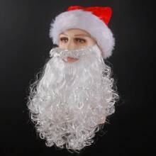 1pc White Santa Claus Wig + 1pc White Beard, Heat-Resistant Synthetic Hair, Suitable For Daily Parties, School Costumes. Unisex Cartoon Character Anime Cosplay Wig, Suitable For Holidays Like Thanksgiving, Birthday. Suitable For Halloween, Carnival, Comic Con, Christmas Decoration