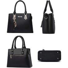 SMALLBLUER PU Leather Tote for Women Shoulder Backpack Crossbody 2 Pieces Crossbody Bags with Metal Pendant