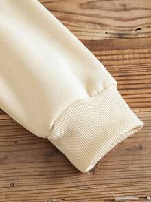 Ropa de mujer Sudadera con capucha de color sólido, nueva, de corte holgado, cómoda, versátil y básica - Albaricoque - Ver 5