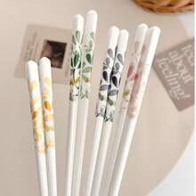 4/10双装陶瓷筷子，花卉图案，高品质，防滑，耐热，卫生，易清洗，适合家庭和餐厅使用 - 彩色 - 查看 7