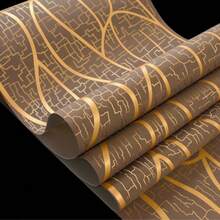 1 Rolo de Papel de Parede Não Tecido Moderno e Minimalista na Cor Marrom | Adequado para Sala de Estar, Cozinha, Quarto, Dormitório, Renovação de Móveis, Revestimento de Parede Estético, Estilo de Forma e Listras, Papel de Parede com Padrão Ondulado, Adesivos de Parede, Decoração de Parede, Decoração de Quarto, Decoração de Dormitório