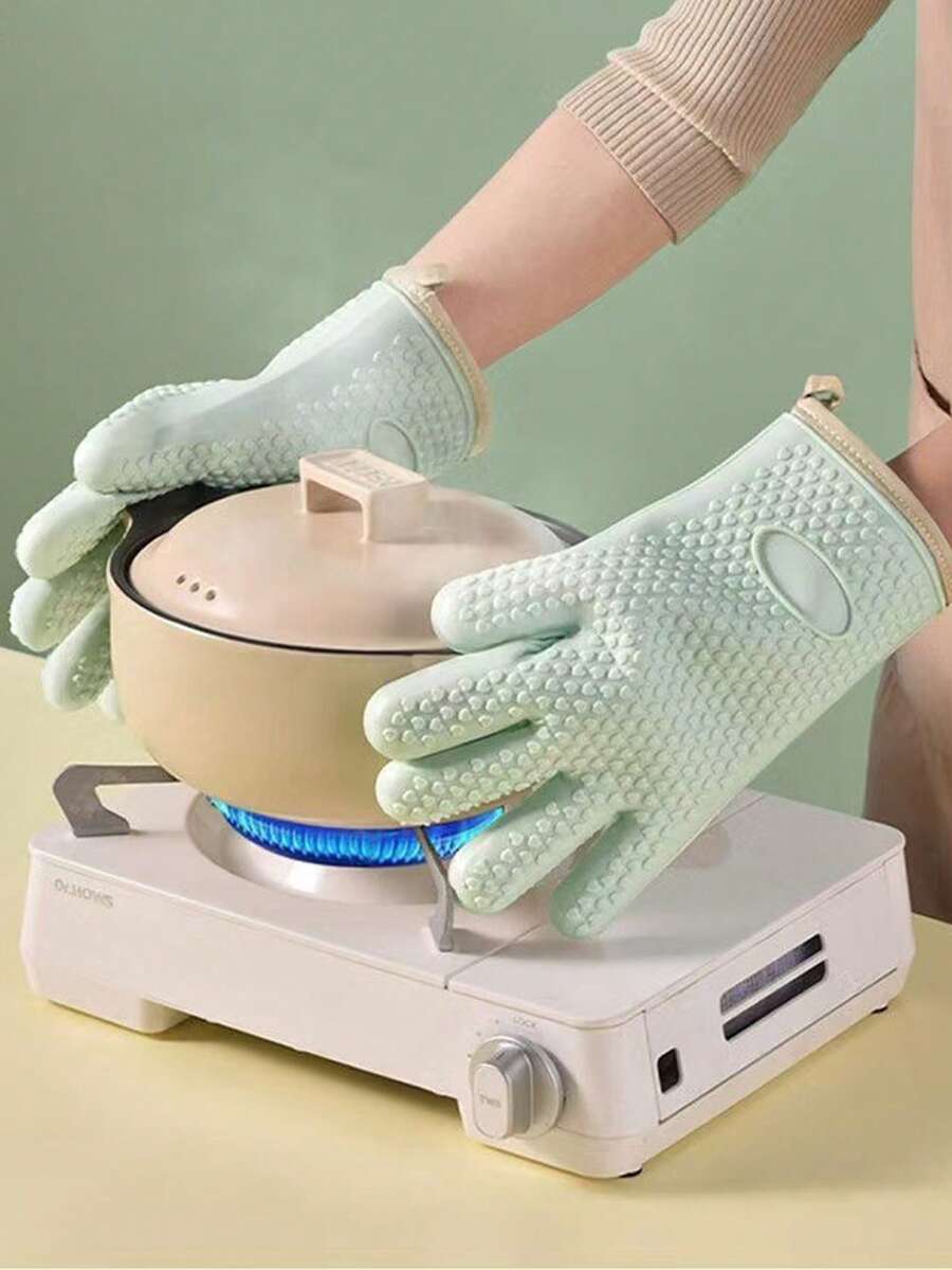 قفازات مقاومة للحرارة بطبعة قلب، قفازات سيليكون سميكة للمطبخ والفرن، قفازات مقاومة للحرارة العالية مضادة للانزلاق لفرن الميكروويف، قطعة واحدة