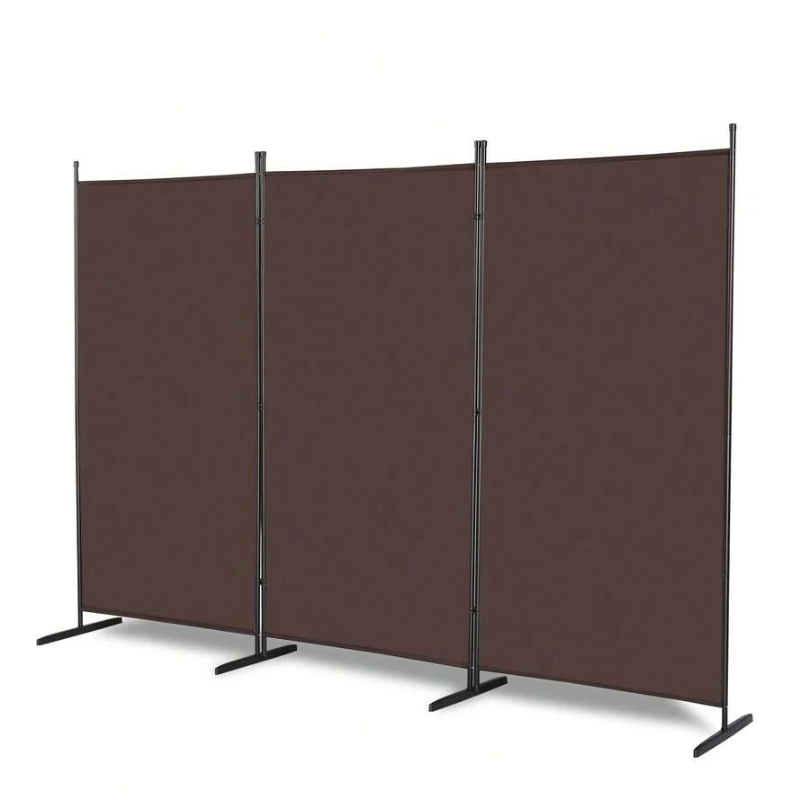 6FT Trifold 130g Polyester Fabric Plastic Foot Carbon Steel Frame Foldable Screen Brown - Brown - View 1