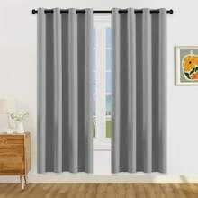 1/2 Rèm cản sáng nhẹ, Rèm cản sáng 100% có khoen kim loại ở trên, Dùng cho phòng khách/phòng ngủ, Màu hồng - Xám - Xem 26