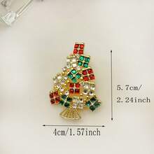 Damska broszka z kryształkami w kształcie choinki, modna, idealna do noszenia na co dzień - drzewko świąteczne - Zobacz 12