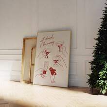 1 pieza Póster de impresión de bebida navideña sin marco, decoración de carrito de bar de vacaciones, impresión de brindis, comer, beber y ser feliz, pintura de arte de pared de lienzo para sala de estar, dormitorio, decoración de dormitorio, póster divertido, decoración de pared, impresiones de dormitorio, arte de bebida navideña, decoración de carrito de bar, póster de cóctel navideño, impresión de alegría festiva