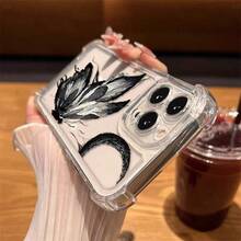 Protección de bolsa de aire anticaídas en las cuatro esquinas | Cubiertas Protectoras para Teléfonos: Silicona Suave Transparente con Estampado de Ballena de Mariposa | Compatible con Samsung (Series A, S, Note 10/20),  (16, 15, 14, 13, 12 Pro Plus, X, XS Max) y OPPO, Redmi, , Honor - transparente - Ver 5