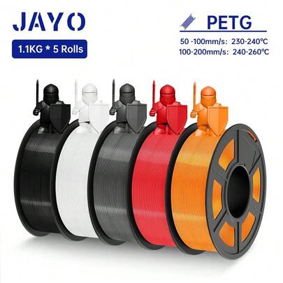 Filamento JAYO PETG 1,75 MM 5 rollos impresora 3D PETG 100% sin burbujas para Material de impresión 3D FDM 1,1 KG/rollo