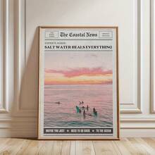 Wave Whisperer, Salt Water Heals Everything" Surf Girl Canvas Art Print - Coastal Wall Decor, Unframed 16x24in Poster For Bedroom, Living Room, Home Office - Multicolor - View 1