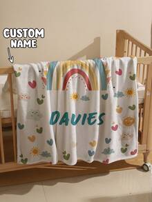 1pc Customized Blanket, Text Blanket, DIY Blanket, Patterned Blanket, Memorial Blanket. Tapestry, Photo Portrait Blanket Design, Suitable For Girls, Boys, Adults, Valentine's Day, Lightweight, Baby Blanket, Personalized Blanket, Personalized Photo Blanket, Personalized Throw Blanket, Personalized Baby Blanket, Newborn Blanket