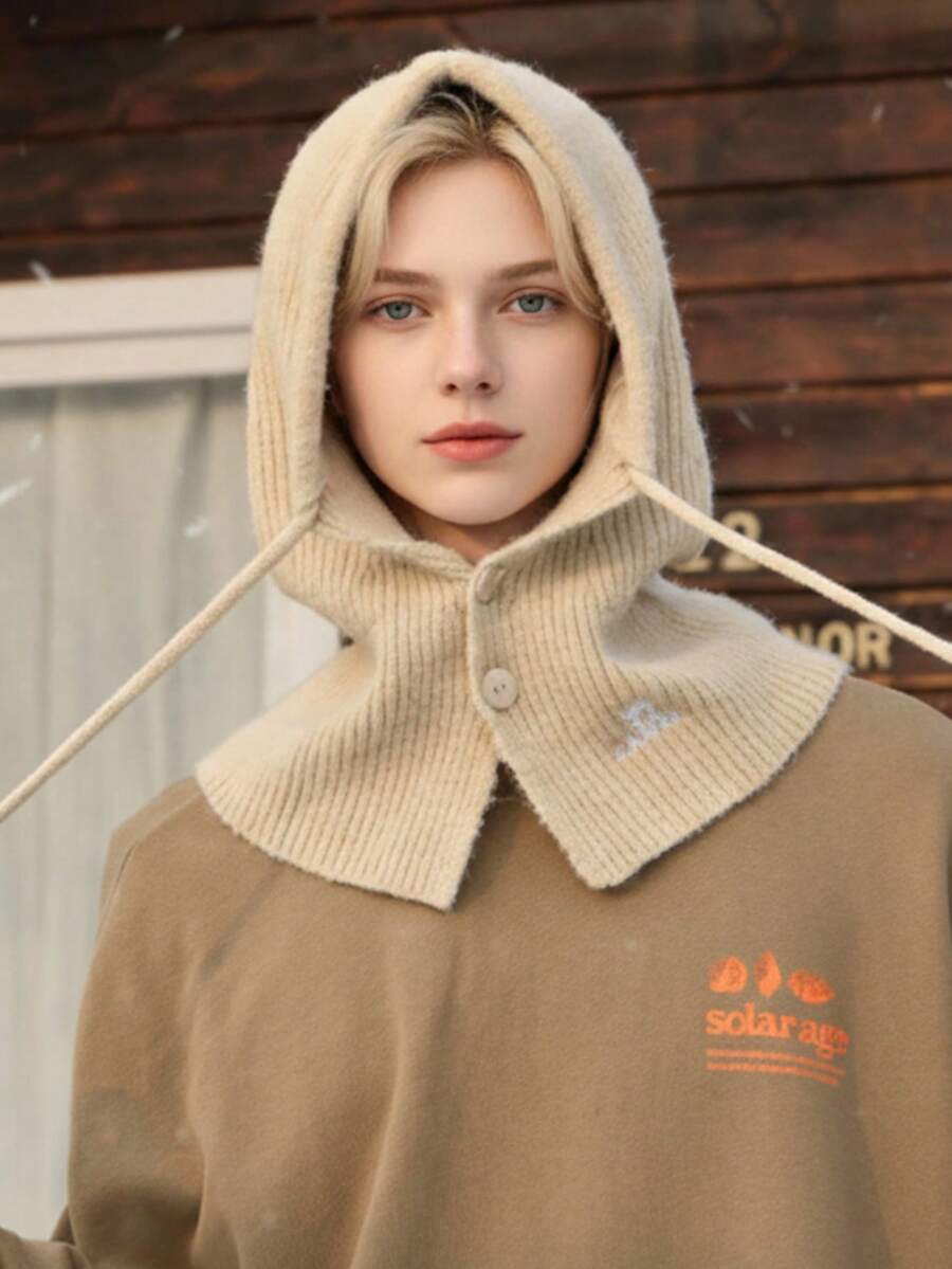 CAMEL CROWN Outdoor Knitted Pullover Hat Winter Barak Rafa Hat Scarf All-In-One Woolen Hat - Oatmeal - View 1