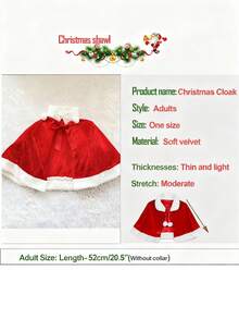 圣诞披肩斗篷圣诞老人夫人斗篷长袍万圣节服装红色，圣诞节化装舞会服装，温暖的冬季角色扮演派对服装 - 彩色 - 查看 7