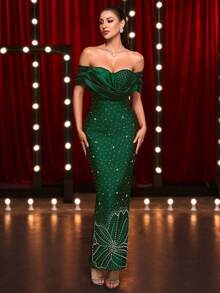 فستان سهرة رسمي أنيق مرصع بالترتر