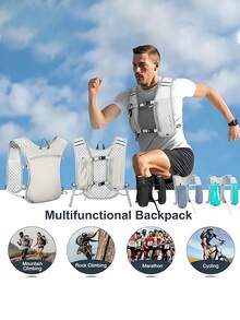 Lightweight Hydration Backpack Breathable Running Backpack Adjustable Running Hydration Vest Sweatproof Gym Bag For Men And Women For Outdoor Sports Marathon Race Jogging Cycling Hiking Climbing Camping Essentials Running Accessories - Multicolor - View 8