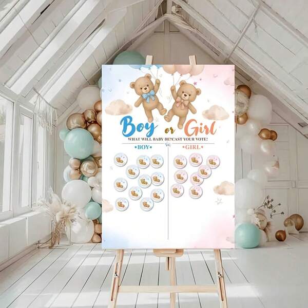 Gra imprezowa, plakat ujawniający płeć dziecka, akcesoria na przyjęcie, dekoracja atmosfery, rekwizyty dla chłopców lub dziewcząt, prezent na rocznicę, dekoracja na przyjęcie, przyjęcie urodzinowe, prezent ślubny, wieczór panieński, plakat z głosowaniem, Boże Narodzenie, Nowy Rok