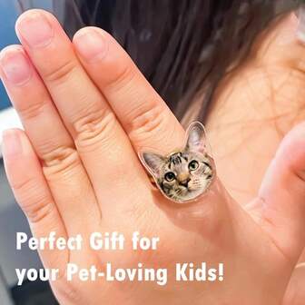 Personalized Cat Photo Ring Jewelry, Custom Pet Portrait Rings, Personalized Cat Rings, Pet Memorial Jewelry, Personalized Cat Lover Gifts
