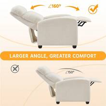 Butterslay 1pc Modern Reclining Boucle Chair Upholstered Single Sofa With Pocket Springs Recliner Chair For Living Room, Bedroom, Office - Ngà voi - Xem 6