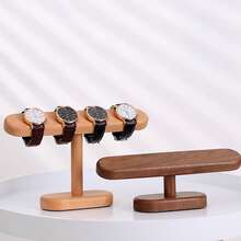 实心胡桃木手表架 - 现代简约风格手表、手镯和项链展示架，经久耐用，防刮擦设计，适合家居或商业装饰，天然纹理表面处理，适用于手表、手镯、项链 - 家居办公室装饰收纳架，多层整理架