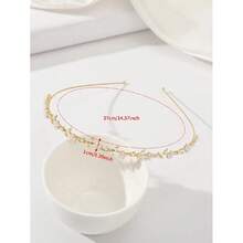 Elegant 1pc Simple Alloy Headband With Faux Pearl & Flower & Rhinestone Decor For Women,Gold Head Piece Valentine's Day Valentines,Hairband,Hair Hoop,Hairband,Hair Hoop Headbands ,Head Piece - Vàng 3 - Xem 3