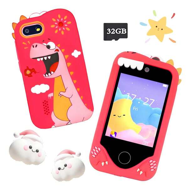 2025 Neues Kinder Smartphone, 2,8 Zoll Lerngerät mit 32GB Karte, vorinstallierte Spiele für 3-12 Jährige, Geburtstagsgeschenk für Jungen & Mädchen, Halloween und Thanksgiving Überraschungsgeschenk