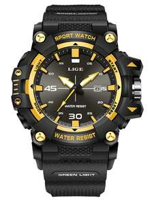 Reloj de cuarzo multifuncional de negocios para hombres LIGE, con pantalla dual, resistente al agua, luminoso y calendario de moda