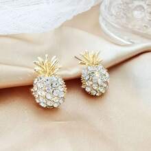 New Pineapple Earrings Fashionable And Sweet Temperament Small Fresh Stud Earrings - hoa tai quả dứa - Xem 4