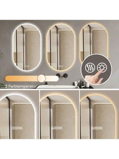 60 90 Cm Slimme LED Touch Anti Fog Wand Spiegel Bathroom Hair Salon view 9