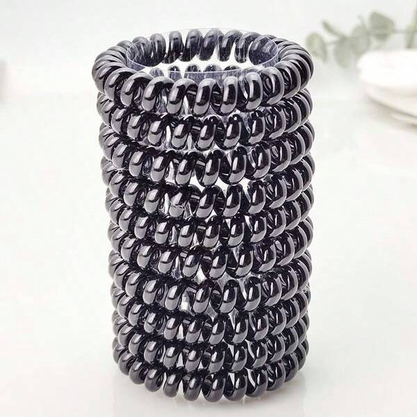 Modische neue schwarze Spiralhaarschlaufen aus Gelee, minimalistische elegante Haargummis, Haargummis für den Pferdeschwanz, Haarseile