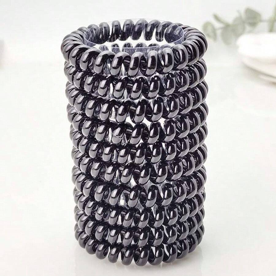 Fashionable New Jelly Black Spiral Hair Ties, Minimalist Elegant Hair Scrunchies, Ponytail Holders ,Hair Elastics ,Hair Rubber Bands ,Hair Rope - Multicolor - View 1