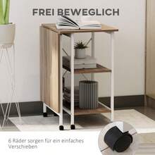 HOMCOM Folding Desk, Mobile Desk With Wheels, Side Table, MDF, Natural, 107x55x76cm On Site - 1 - View 6