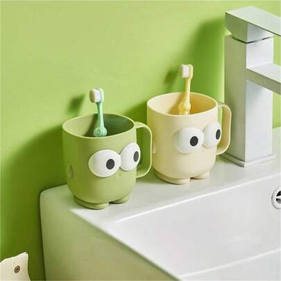 新款卡通儿童牙刷杯洗漱杯高品质家用男童女童宝宝漱口杯儿童漱口杯学生漱口杯可爱大眼漱口杯卫浴挂件