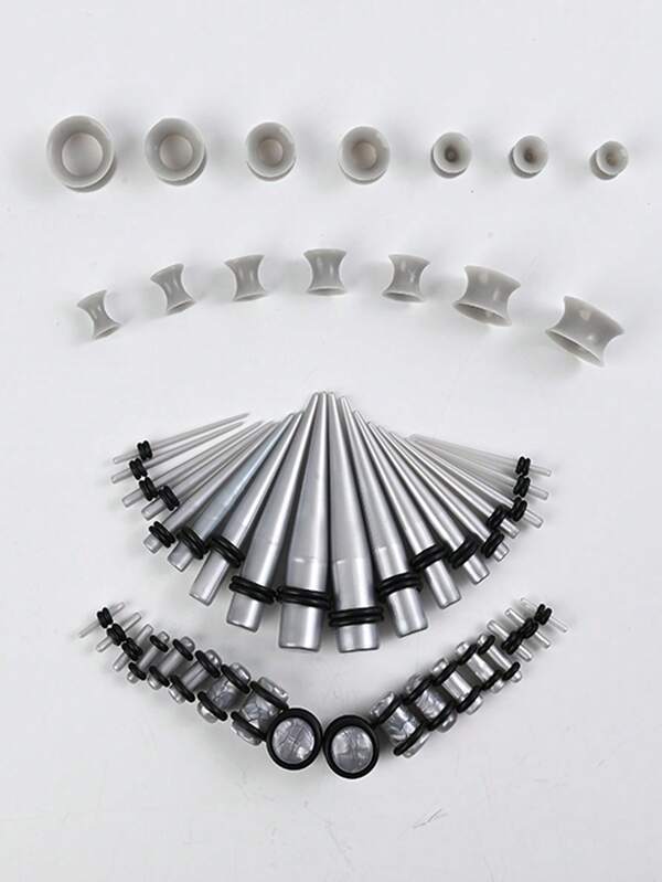 49+1pcs/Set Popular Body Piercing Jewelry Ear Gauges Stretchers Kits, Suitable For Men And Women