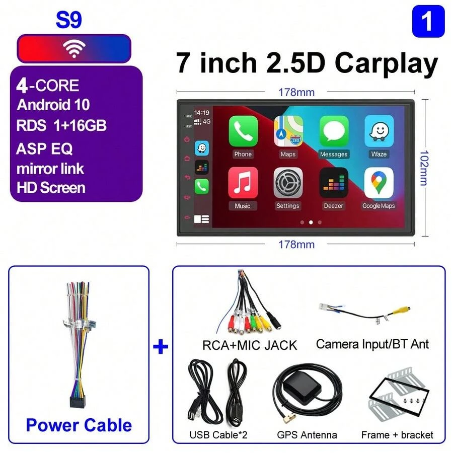 CAIXI/9/10 pulgadas 2din Android auto Caplay inalámbrico GPS Radio de coche multimedia estéreo para - 7 WIFI(1-16)-0 - Ver 1