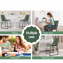Dining Chairs PU Leather Set Of 2 Kitchen Chair With Metal Frame And Floor Protector Reading Seating For Home Cafe Coffee Table Max 150kg Veda Green - VedaGreen - View 7