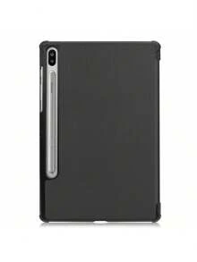 纯色哑光硬边超薄三折平板电脑保护套，带支架，兼容三星 Galaxy Tab A11/A9/S10/S9/S8/S7/S6/A8/A7，轻巧便携（注：A9 8.7/A7 Lite 型号不支持自动唤醒/睡眠功能） - 黑色 - 查看 13