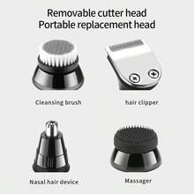 CGECGE [5 In 1 Multi-Function]Electric Shaver, Bald Hair Clipper, 360° Floating, Full Shaving, IPX6 Waterproof, Full Body Washable, Grooming, Shaving, Cleansing, Nose Hair Trimming All In One, A Great Gift For Boyfriend - 006-gun Black Suit - View 10