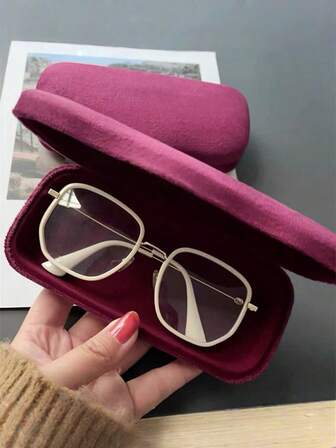 1 pieza Estuche de gafas de terciopelo de lujo, caja de almacenamiento de gafas con forro suave, caja de gafas de moda portátil para miopía, gafas y gafas de sol, unisex para hombres y mujeres, estuche de gafas