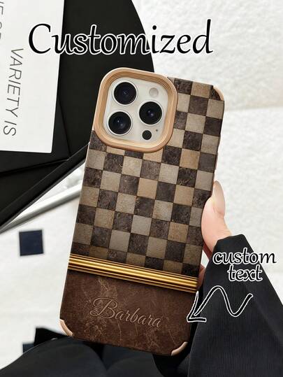 1 Personalized Customized Professional Friend Signature Brown Ladder Lamb Pickup Truck Leather Phone Case, SuitableCompatible Withe 11/12/13/14/15/16 Pro/16 Plus/16 Pro Max Shell And Other Models, Is A Holiday Gift For Friends And Family
