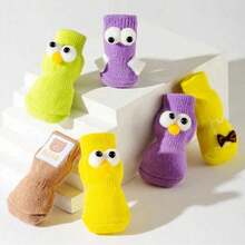 All Season Pet Socks - Cute Big Eyes Cartoon Knitted Cotton Socks Suitable For Small To Medium Dogs (Chihuahua, Pomeranian, Teddy), Anti-Slip And Warm Pet Paw Covers