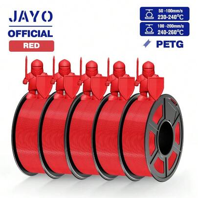 JAYO PETG Filamanet 1,75 MM 5 rollos/juego filamento de impresora 3D PETG Material de impresión 3D bien herido para impresora 3D FDM