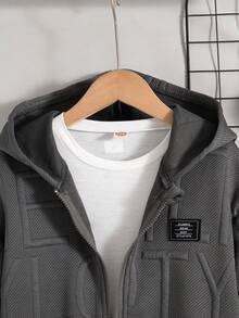 2pcs/Set Boys Casual Solid Color Zipper Hoodie Jacket And Pants Outfit, Spring/Autumn