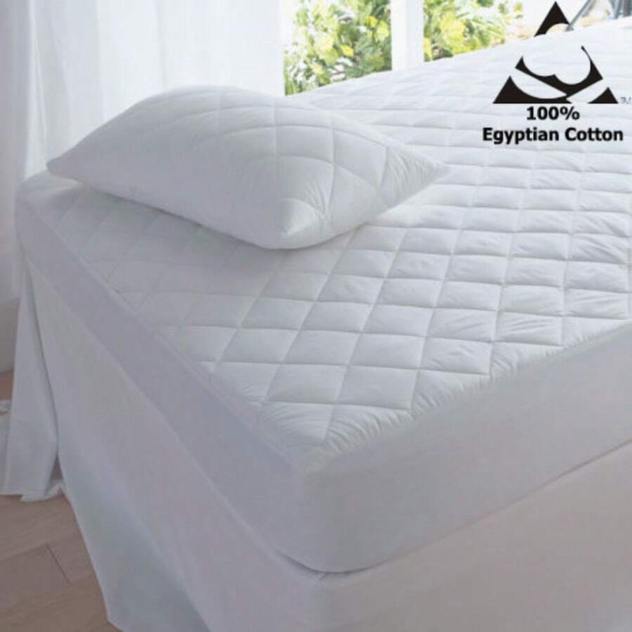 Egyptian Cotton T200 Mattress Protector Quilted 25cm Deep Soft Mattress Cover All Bed Sizes - T200 Mattress protector White - View 1
