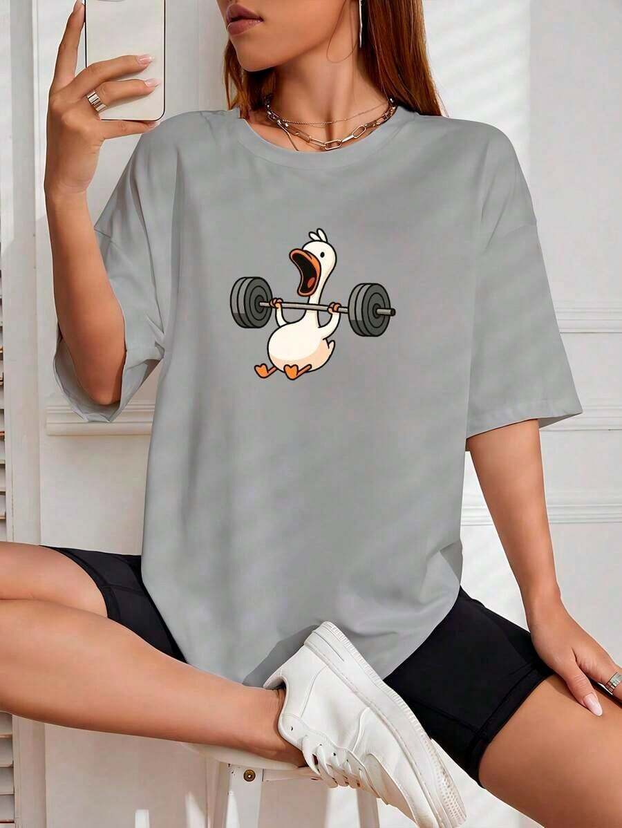 Women's Basic Duck Training T-Shirt Cotton Shirt - Grey - View 1