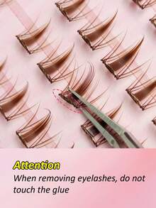 Sibeuna 100/200/300pcs Self-Adhesive Brown Cartoon Eyelashes, Brown Cluster Self-Adhesive False Eyelashes, Natural Soft C-Curl, No Glue Needed, No Makeup Removal Required, Spiky Cartoon Eyelashes - C - 查看 4