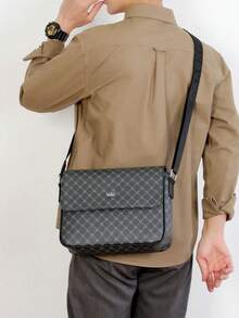 Simple Basic Crossbody Bag Fashion Business Commuter Travel Portable Shoulder Bag Sling Bag Youth Student Satchel Bag Crossbody Bag Graduation Gifts Multi-Functional Bag Students Fall Messenger Bag Stylish Printed Vintage Print Black Bag Stickers Winter Back To School Valentine Gifts Vintage Gift Bag Pack Cross Body Bag Spring Vintage Bags School Supplies - Black - View 13