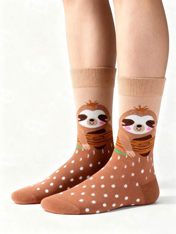 1 Paar Herren und Damen passende lustige Faultier Tier Muster Socken - bequeme und weiche Socken geeignet für alle Jahreszeiten