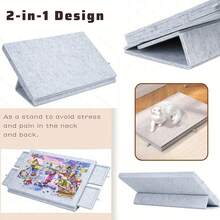 1 Set Foldable/Stand Puzzle Board Felt Mat With 4 Drawers, Suitable For Puzzle Games Up To 500 Pieces, Portable Foldable Large Puzzle Mat - Light Grey - View 6